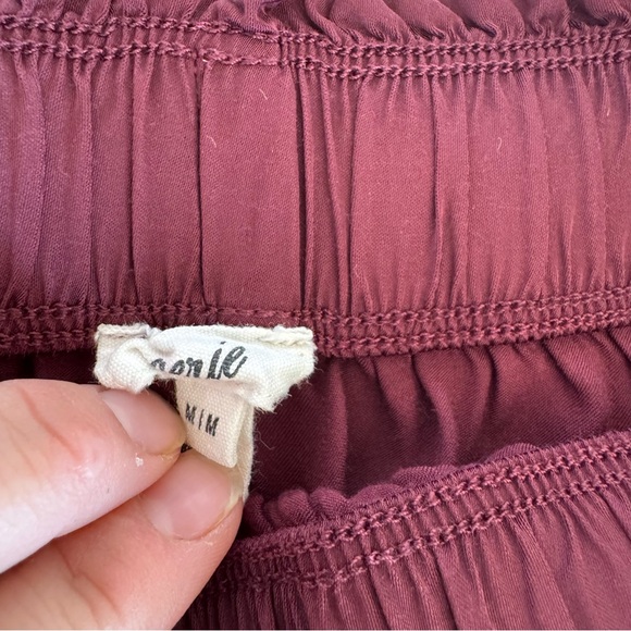 Aerie Sweet N Silky Mini Skirt Maroon Drawstring Tassels Womens Medium - Picture 2 of 10